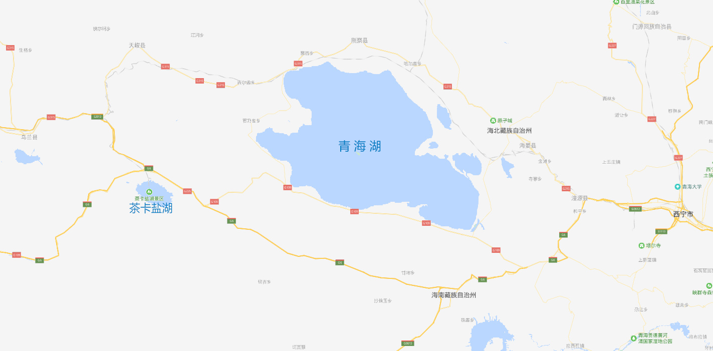 青海湖到茶卡盐湖地图